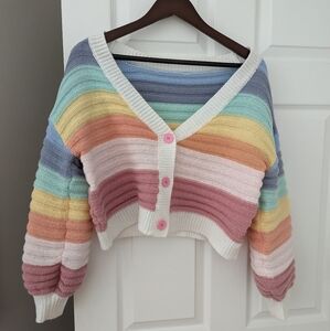 Rainbow bright crop sweater
